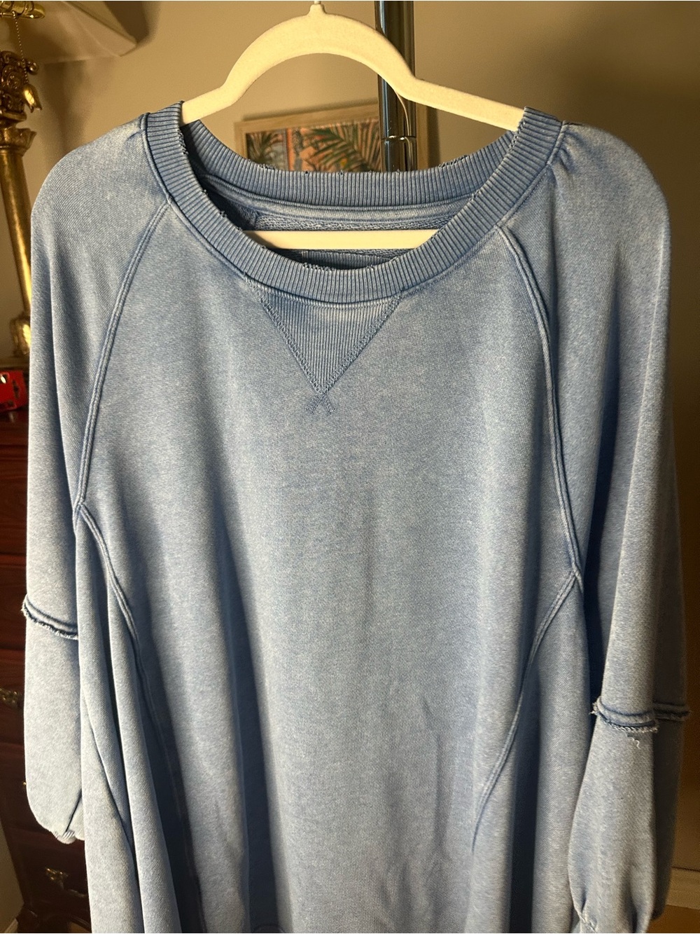 American Eagle Oversized Washed Blue Sweatshirt Dress Tunic S (23”-28” ptp) - Picture 12 of 13